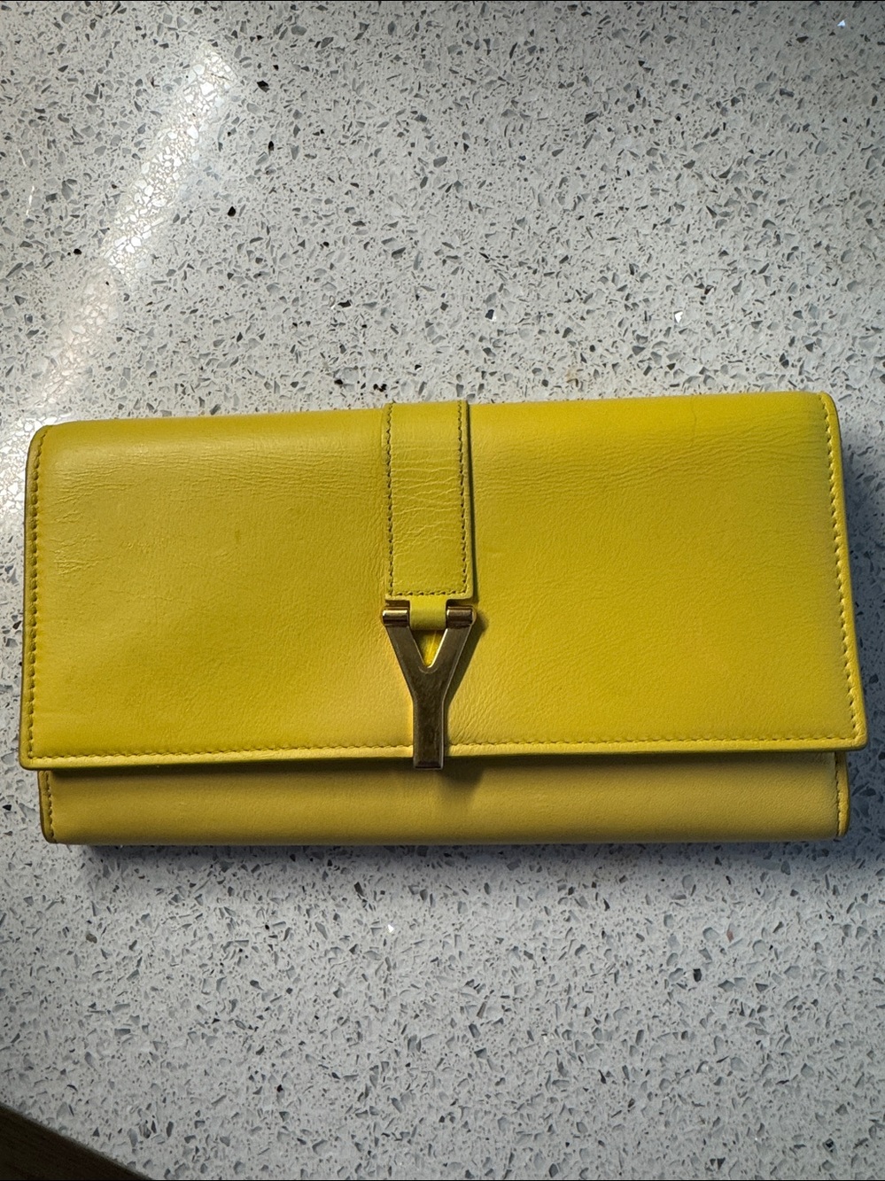 Yves Saint Laurent Yellow Leather Y Ligne Long Wallet with dustbag - Picture 2 of 16